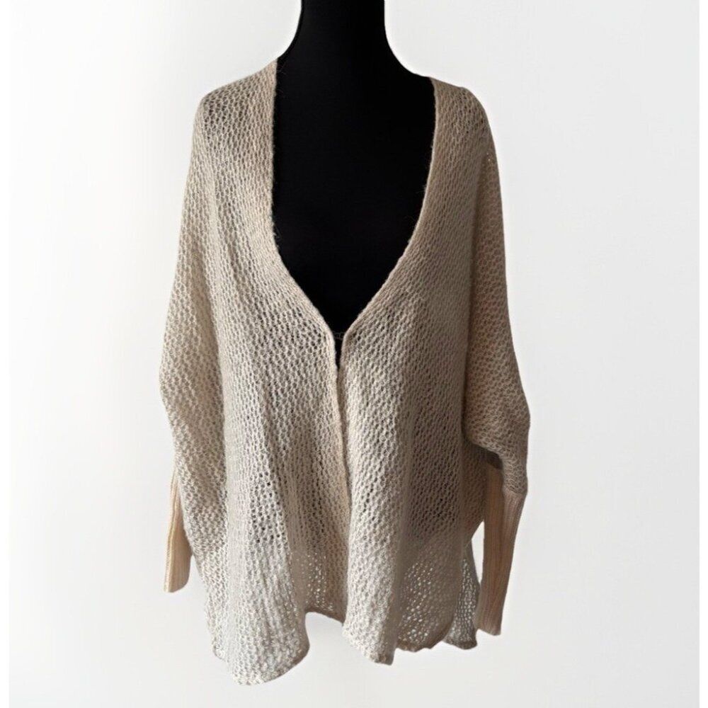 Y2K Free People Beige Cardigan Sweater Lace Detail Sz Small Fairy Forest Cottage